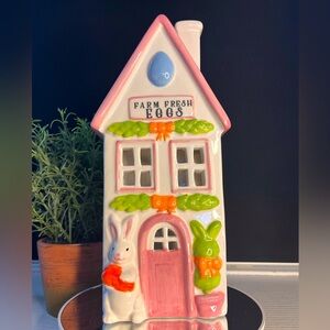 Ceramic Easter Farmhouse with Bunnies Light-Up Porcelain Tabletop Decor NWT